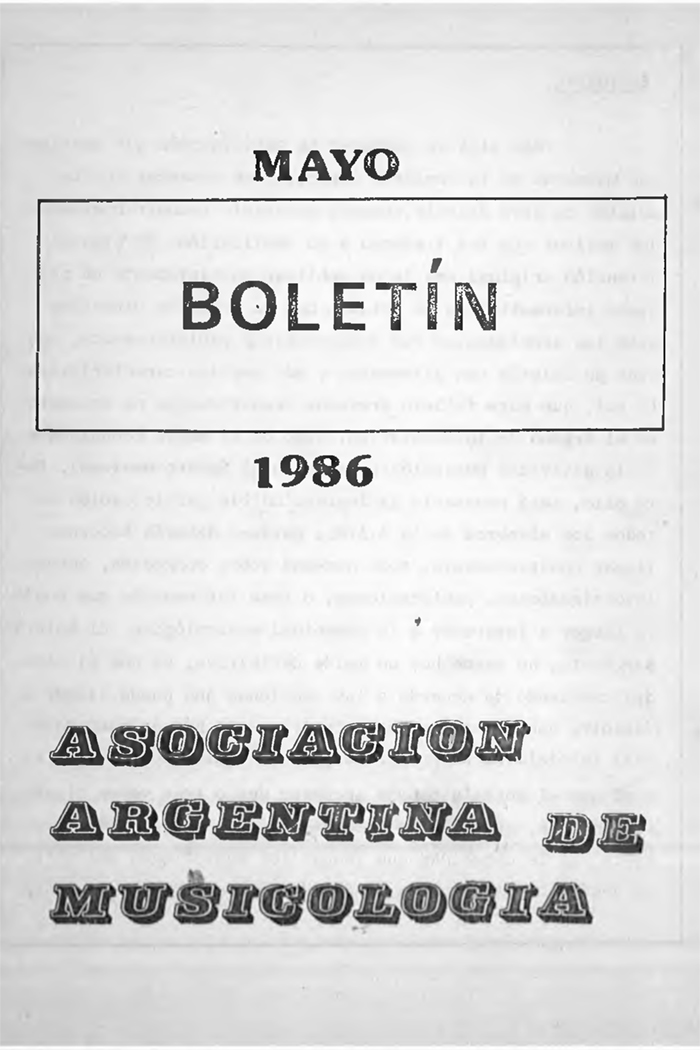 					View Vol. 1 No. 1 (1986): Boletín - Mayo
				